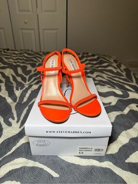 Steve Madden Gabriella Bright Orange Strappy High Heel Sandals